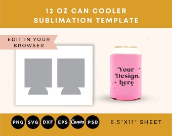 12oz Can Cooler Template, Can Cooler SVG, Can cooler sublimation template, Beer cooler template, Stubby holders template, Sublimation