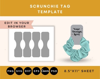 Scrunchie tag template, Scrunchie label, Scrunchie holder, Scrunchie tag svg, Scrunchie tag holder, Scrunchie tag printable Instant Download