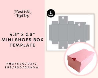 Mini Shoes Box Template, Mini Sneaker Box template, Shoe Box Party Favor Box Template, Gift Box Template, Box with Lid template
