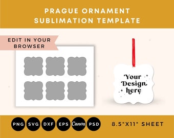 Prague ornament template, Benelux Ornament Template, Christmas Ornaments Sublimation Template, Gift Tag SVG template, Sublimation Blanks SVG