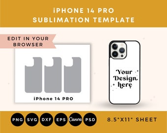 Phone Case 14 PRO Vorlage, iPhone 14 Pro SVG, Sublimationsvorlage für Handy, iPhone 14 Pro Vorlage, Vorlage für Sublimationstelefonhülle