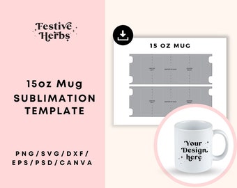 15 oz Mug Sublimation template, Sublimation templates for mugs, template for sublimation svg dxf png psd jpg pdf format, Full Wrap SVG