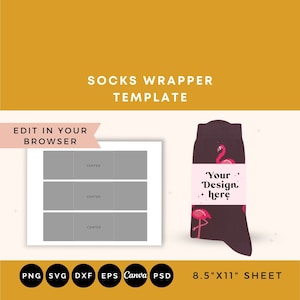 Sock Wrapper Template, Sock label template, Socks Blank Label, Party Favor, Wedding Groomsmen gift, Sock tag SVG, Socks tag template