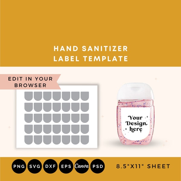 Mini Hand Sanitizer Label Template, Hand sanitize label SVG, Hand sanitize label template, Template for label, Instant download