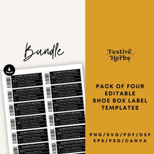 Shoe box label template, Shoe box label SVG, Label template for shoe box, Instant Download, Editable shoe box label template