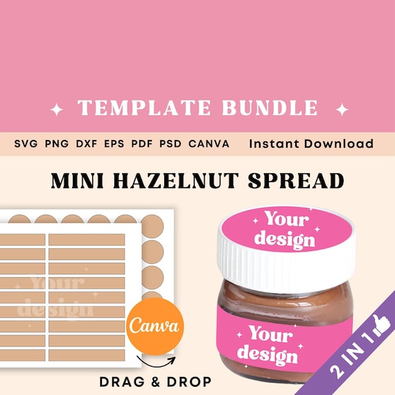 Mini Hazelnut Spread 25g, Mini Nutella Label Template, Blank Label Template  Canva, Party Favor Jar Label, Chocolate Bar Wrapper Template 