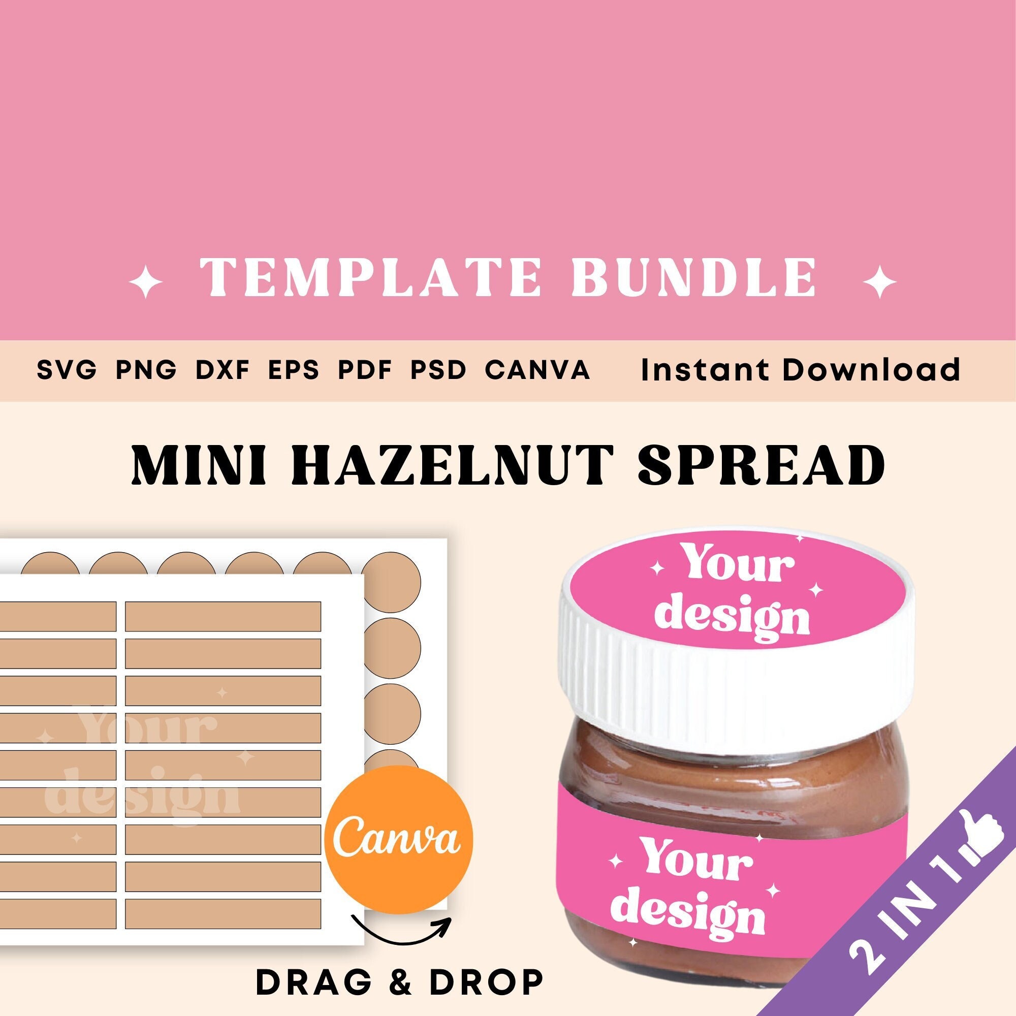 Mini Nutella Box Template with handle - Nutella 25g box template for Cricut  and Silhouette - oh partyland