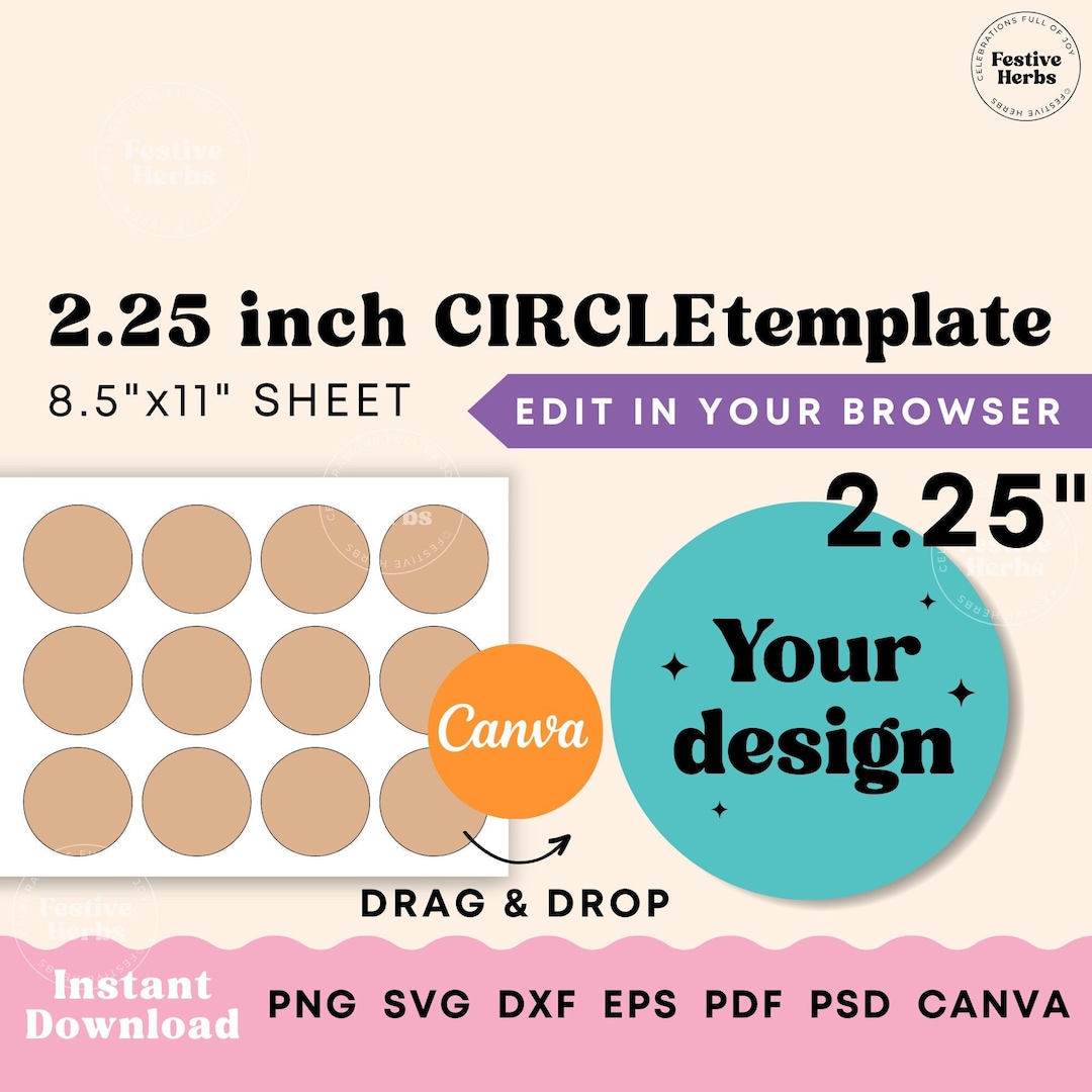 2.25 Inch Circle Template, Circle SVG, Circle Label Template, Sticker 2.25 Inch Circle Template, Circle SVG, Circle Label Template, Sticker