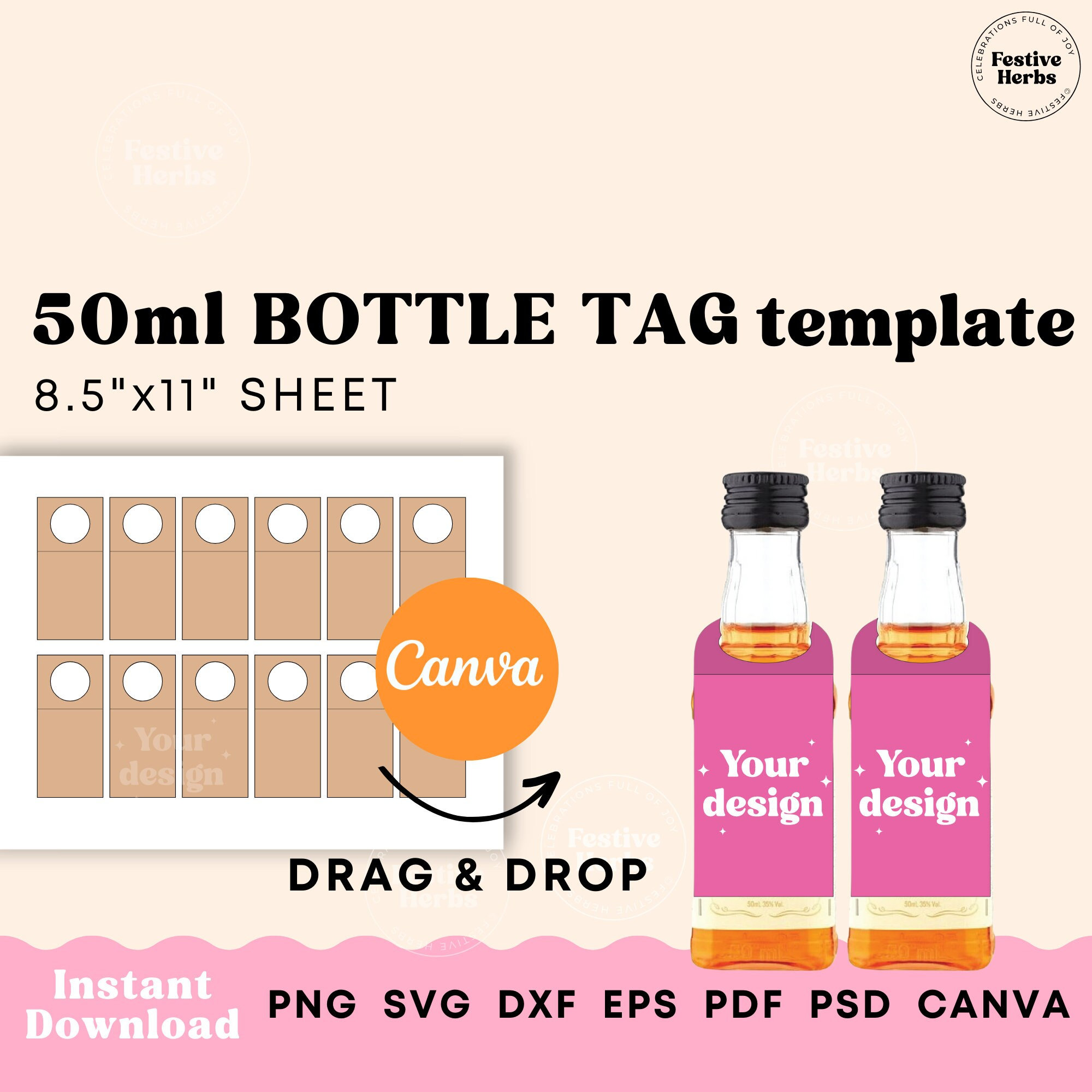 Mini Liquor Bottle Labels Printable, Mini Liquor Bottle Tags, Wine Tag Template for 50ml Bottles, Mini Wine Bottle Favor Tags Template - Etsy