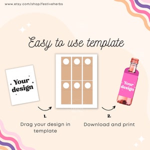 187ml Wine Tag Template, Mini wine bottle tag template, Wine gift tag template, Bottle tags SVG Canva template for wedding baby shower, Wine label template