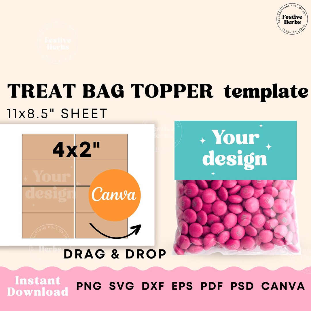 Treat Bag Topper Template, Treat Bag Topper Back to School, Bridal ...