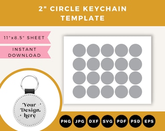 Cirkel sleutelhanger SVG, 2 inch cirkel sleutelhanger sjabloon, sleutelhanger SVG ronde, sublimatie sjabloon, sleutelhanger sjabloon