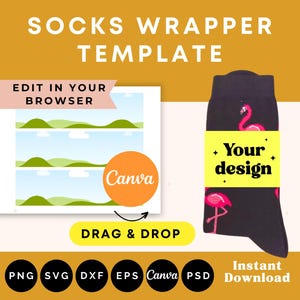 Sock Wrapper Template, Sock label template, Socks Blank Label, Party Favor, Wedding Groomsmen gift, Sock tag SVG, Socks tag template