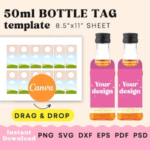 Mini-Schnapsflaschenetiketten, Mini-Schnapsflaschenetiketten, Weinanhänger für 50ml-Flaschen, Mini-Weinflaschenetiketten zum Ausdrucken