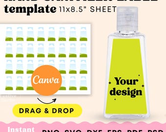 Hand sanitize label template, Hand sanitize label 1st communion birthday wedding, Hand sanitize label sticker, Hand sanitize template SVG