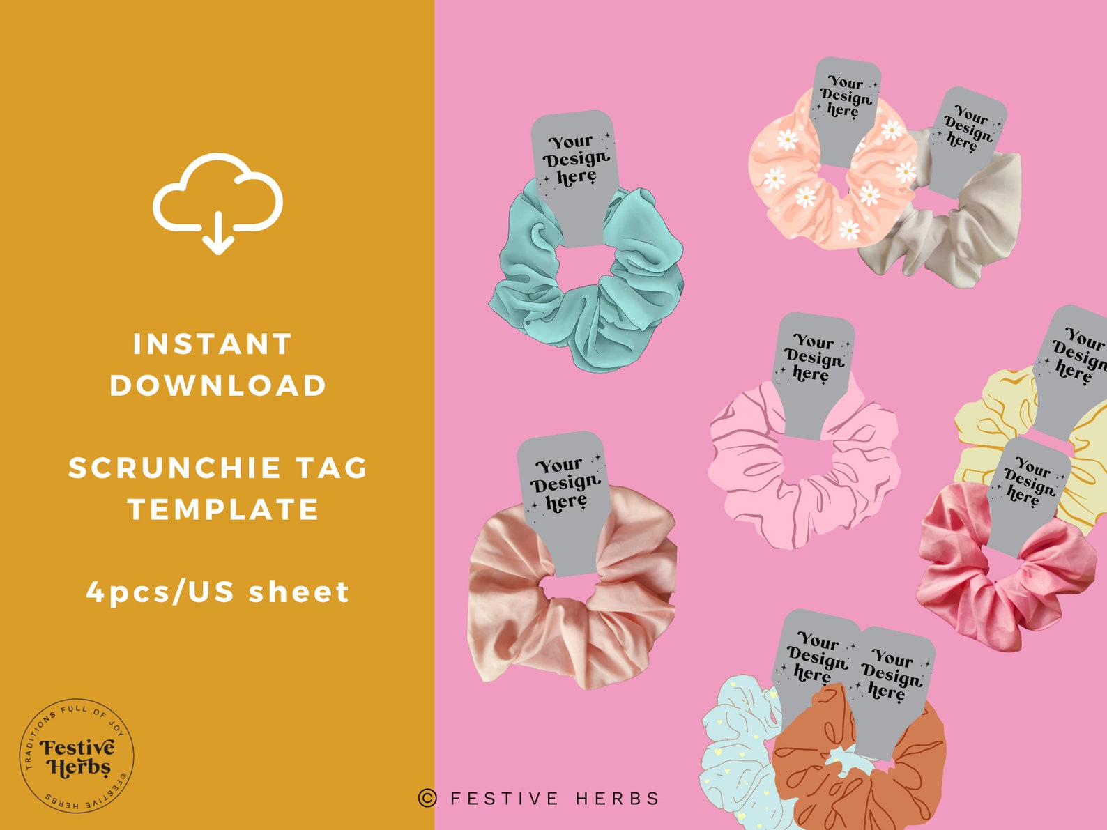 Scrunchie Tag Template Scrunchie Tag Svg Scrunchie Tag Etsy UK