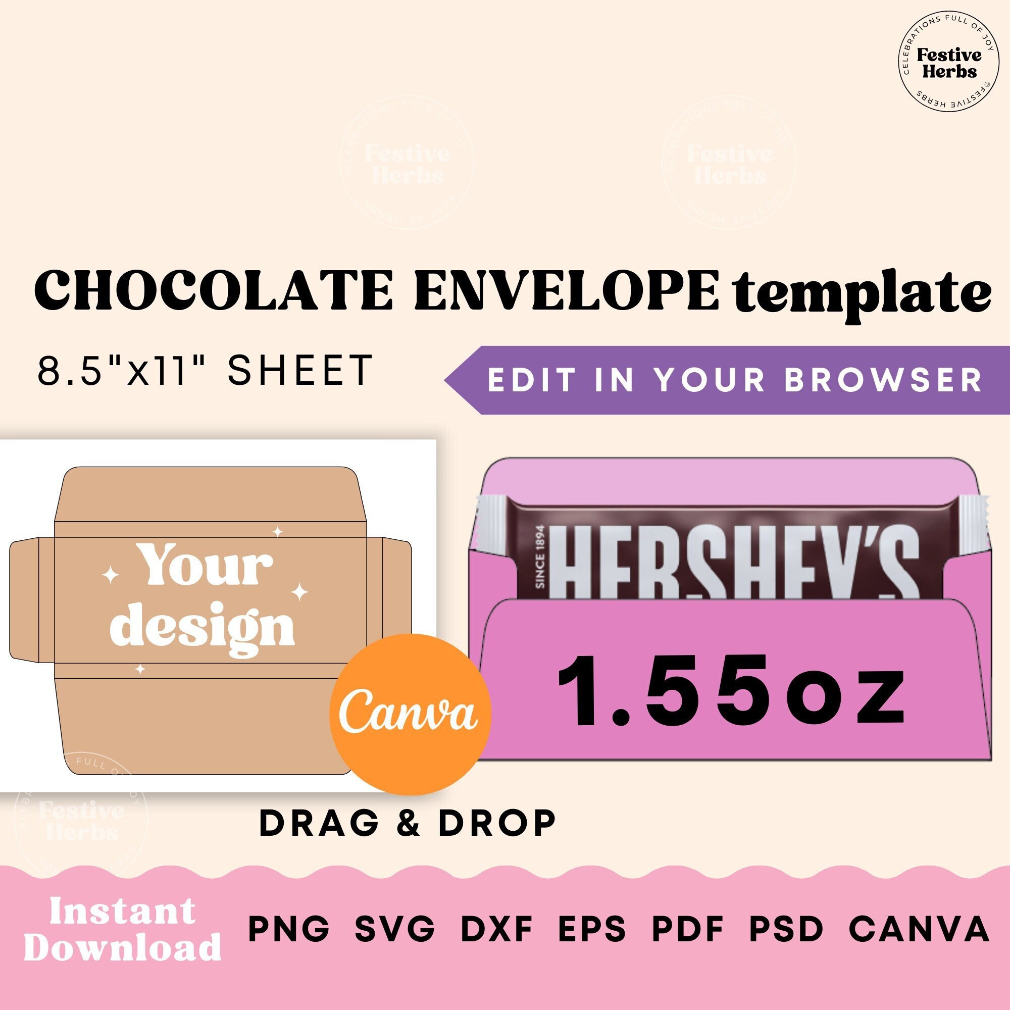 Chocolate Bar Purse Template, 1.55oz Chocolate Bar Purse Template SVG, DXF,  Ms Word Docx, Png, PSD, 8.5x11 Sheet, Printable - Etsy New Zealand