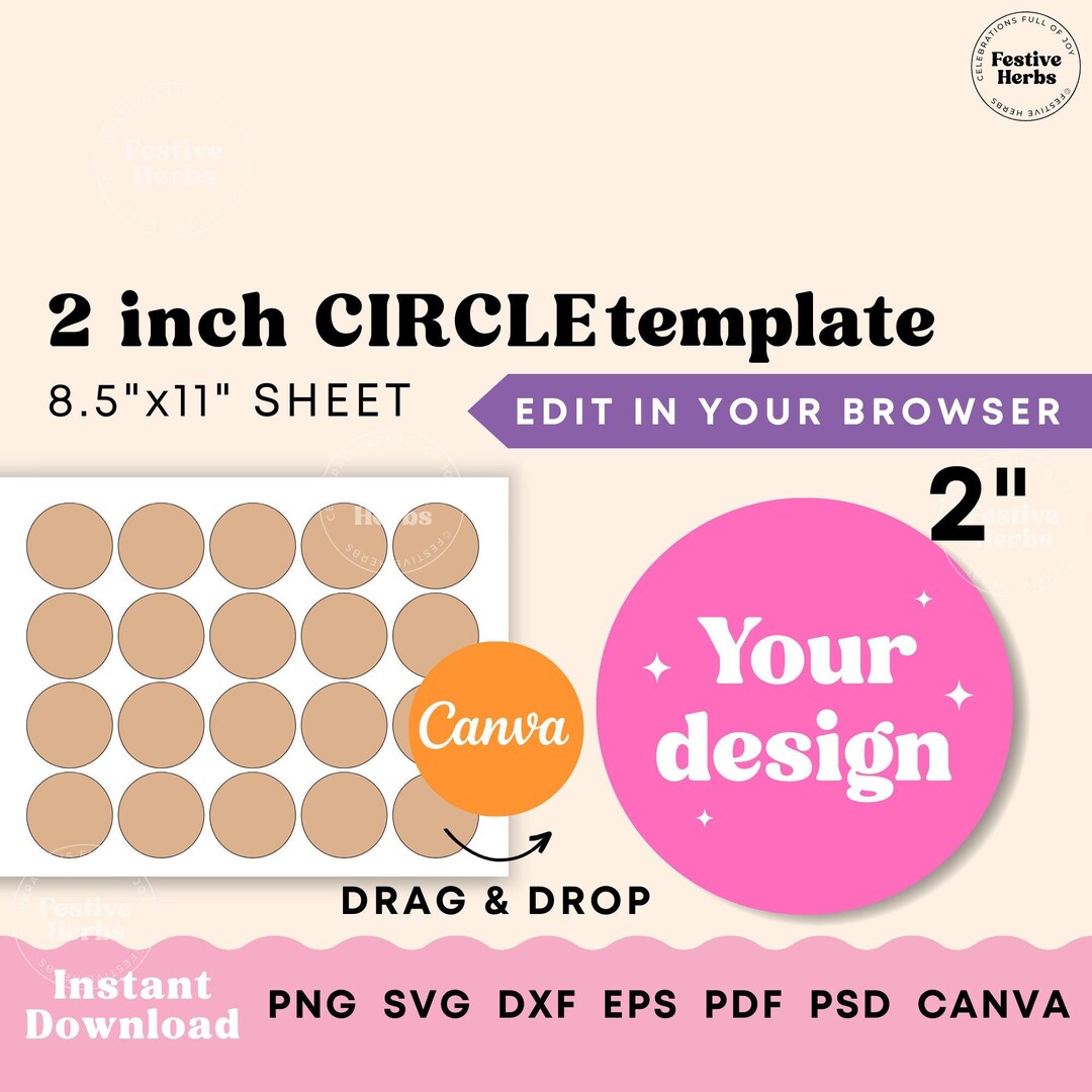2 Inch Circle Template, Circle SVG, Circle Label Template, Sticker 2 Inch Circle Template, Circle SVG, Circle Label Template, Sticker