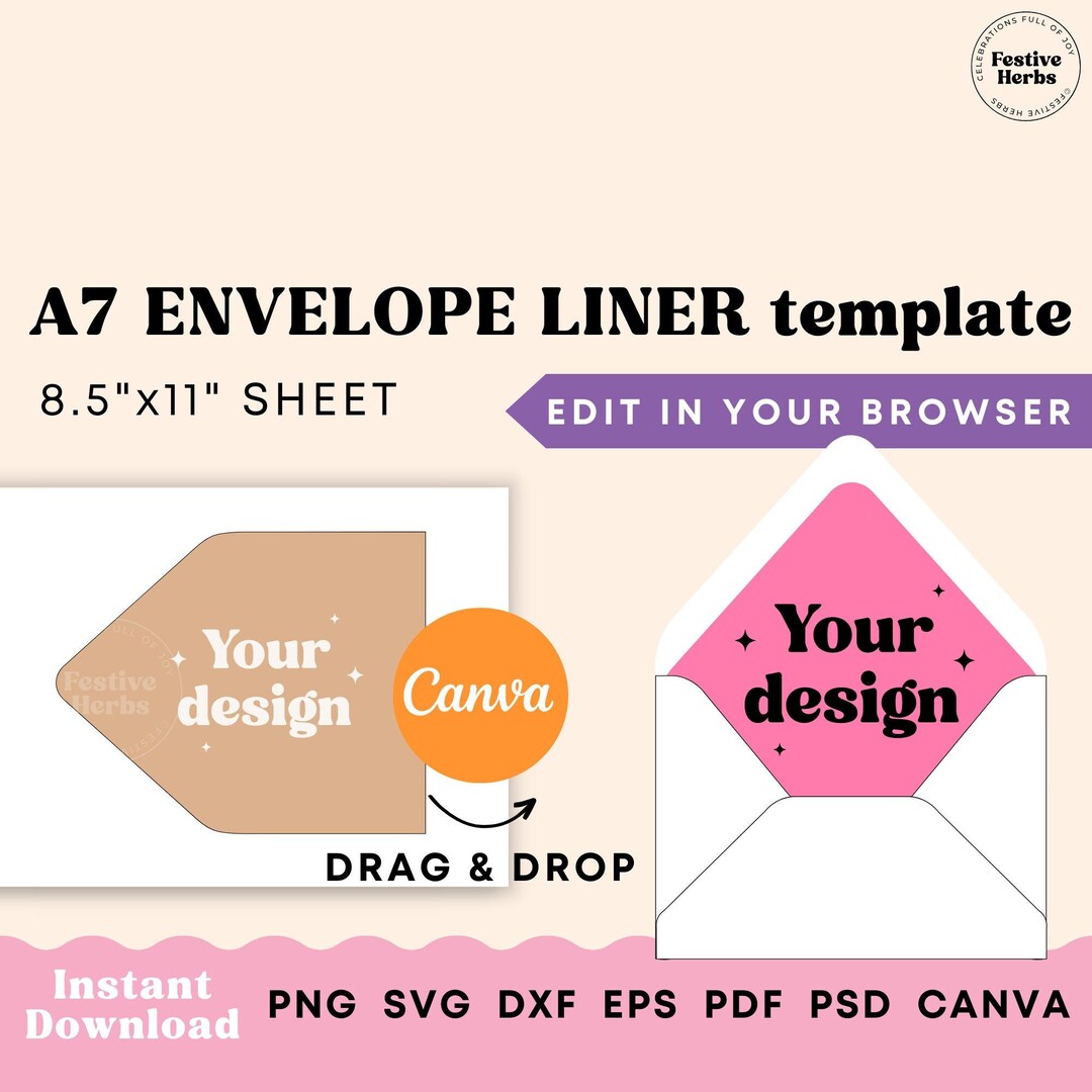 Envelope Liner Template Envelope Liner 5x7 Envelope Liner A7 Etsy