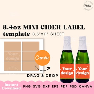 Apple Cider Labels Template Svg, Mini Wine Bottle Label Template Canva ...