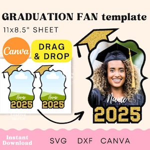 Grad Fan template, Personalized Graduation Fans SVG, Custom Grad fan, Graduation Centerpiece SVG, Graduation template 2025 Graduation Paddle
