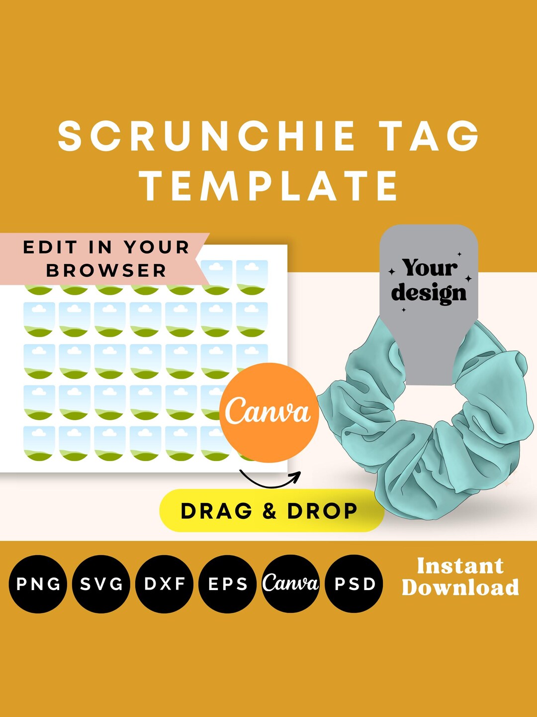 Scrunchie Tag Printable Template: Customizable Label Holder Canva ...