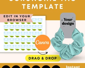 Scrunchie Tag Printable Template: Customizable Label Holder Canva template SVG Digital Download