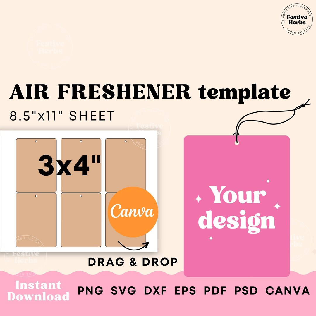 Air Freshener Template, Car Air Freshener Sublimation Template Canva