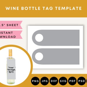 Wine tag template, Wine tag svg, Wine bottle tag template, Bottle tag svg, Wine bottle hang tag template, Instant Download