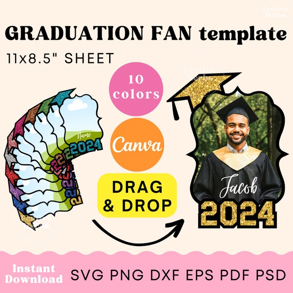 Graduation Paddle Fan template, Personalized Graduation Fan SVG, Custom Grad fan, Graduation Centerpiece SVG, Graduation template 2024