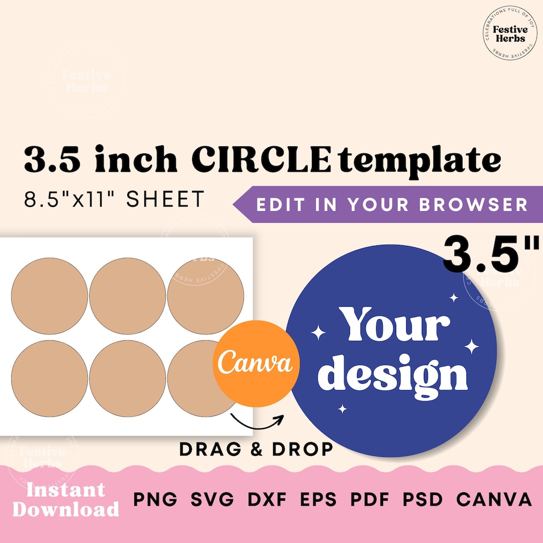 3.5 Inch Circle Template, Circle SVG, Circle Label Template, Sticker ...