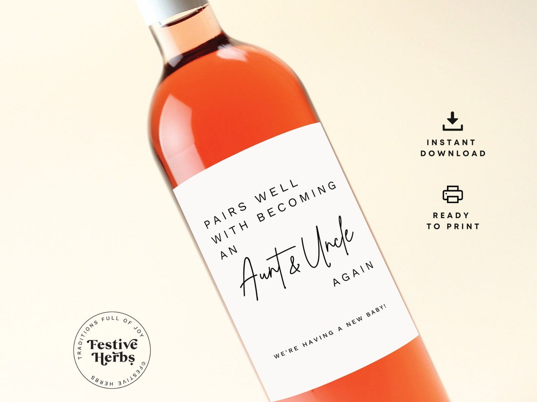 Wine Label Aunt and Uncle, Wine Label Pregnancy Announcement, Wine ...