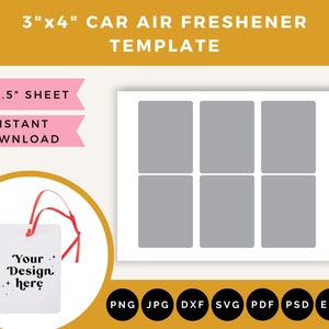 Air freshener sublimation, 3&quot; x 4&quot; Car Air Freshener, Air freshener svg template, Car accessories custom, Air freshener Sublimation template