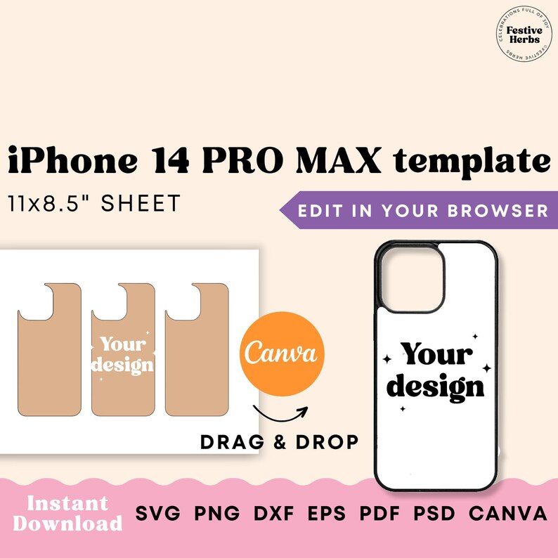 iPhone 14 Pro Max template, iPhone 14 Pro Max Sublimation template, Phone case template for sublimation, iPhone 14 Pro Max SVG, sublimation image 1