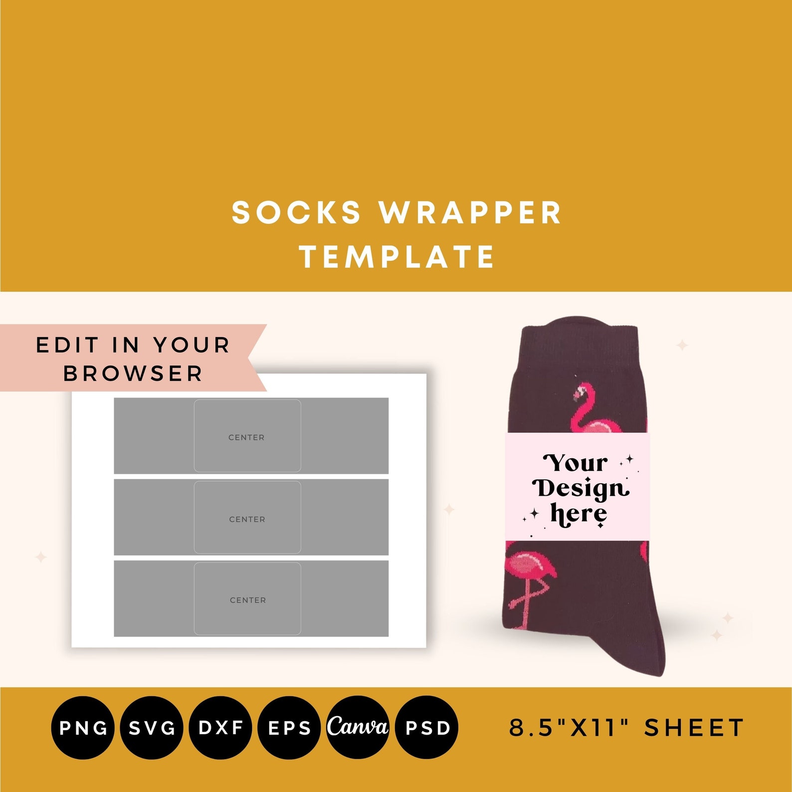 Sock Wrapper Template Sock Label Template Socks Blank Label Etsy