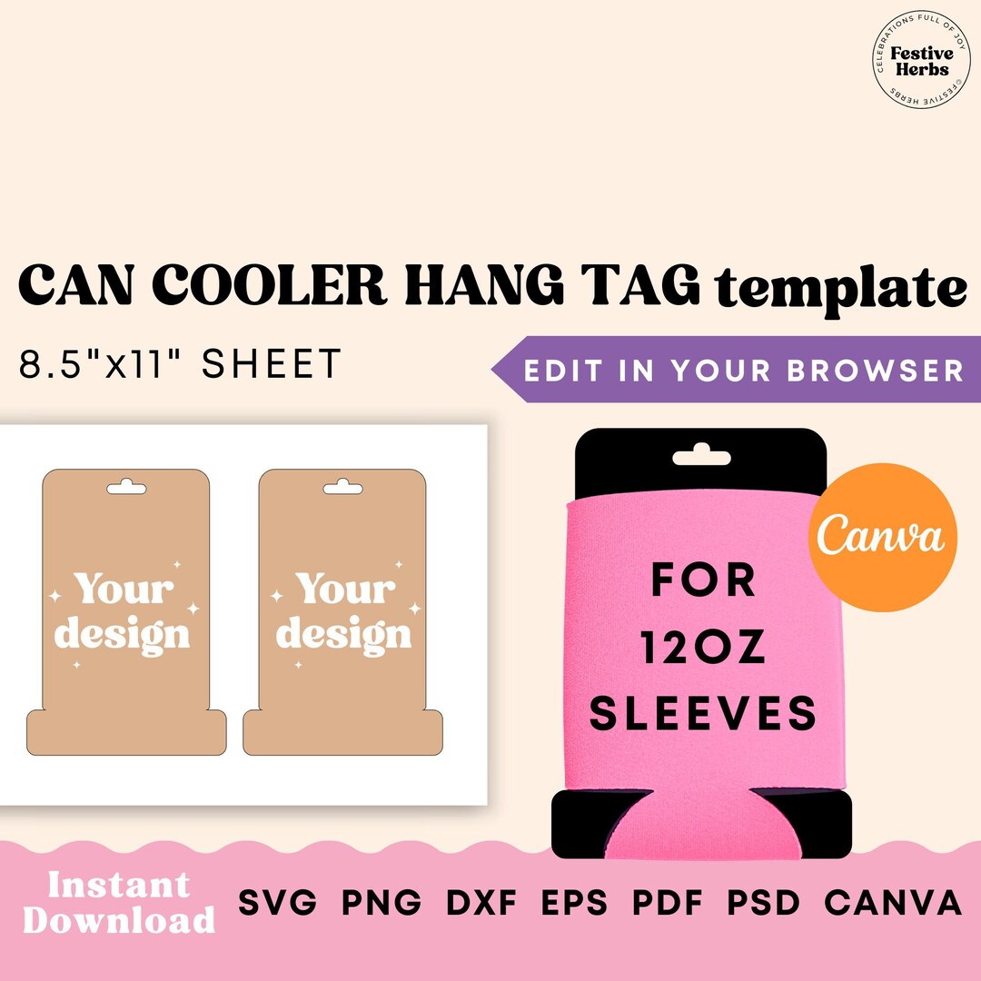 Hang Tag Template 12oz Can Cooler Hang Tag Template Beer Etsy