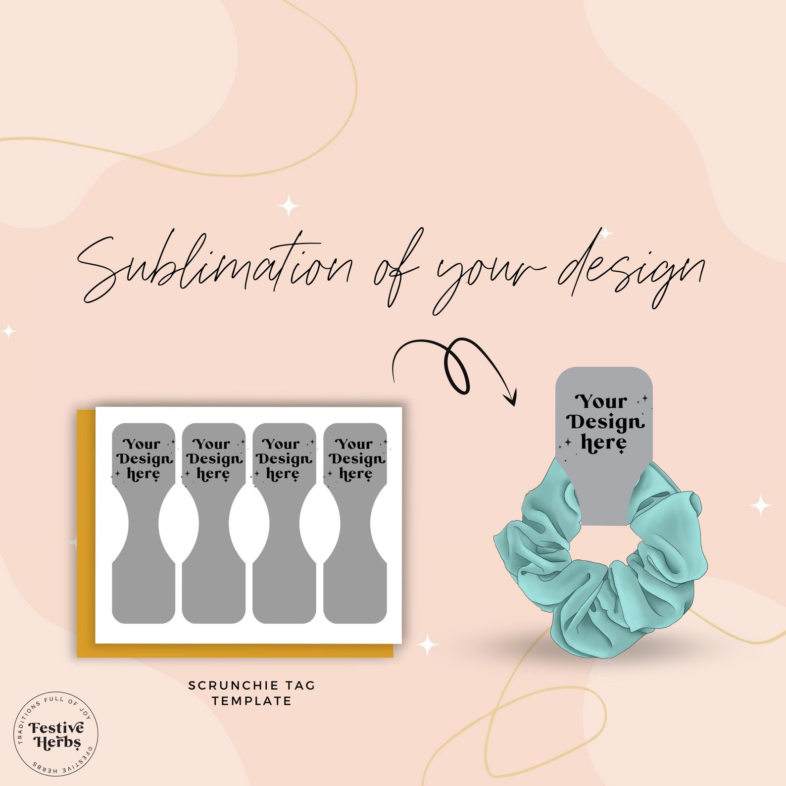 Scrunchie Tag Template Scrunchie Tag Svg Scrunchie Tag Etsy