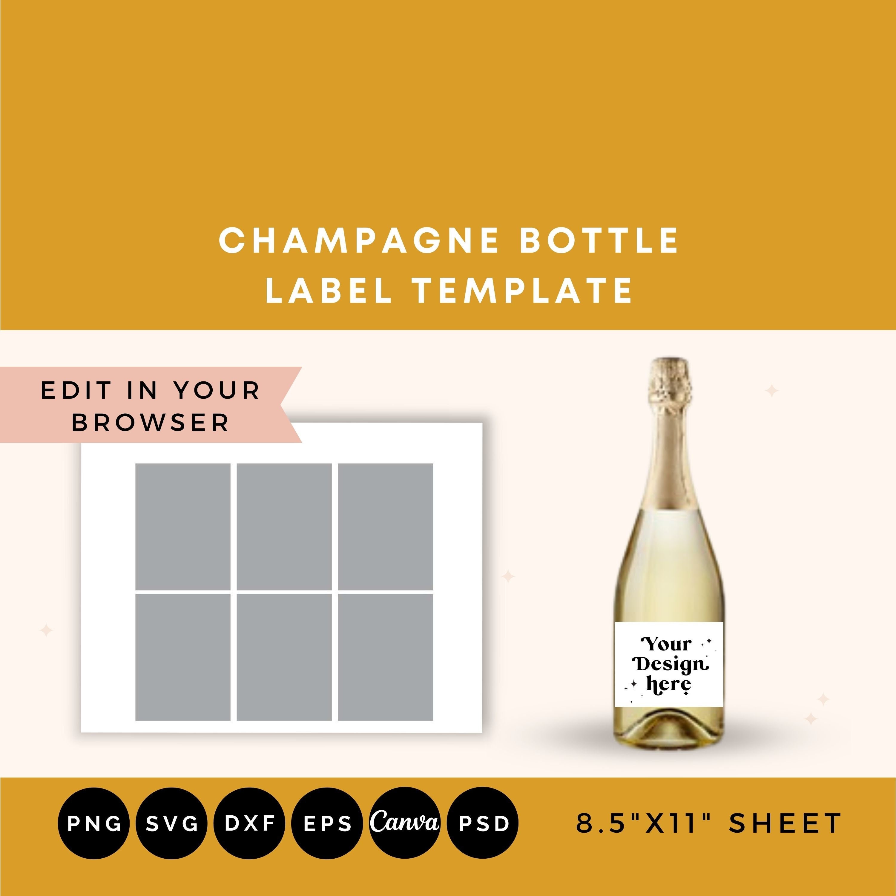 Champagne Label. Easy to Customize Printable Label. Instant 
