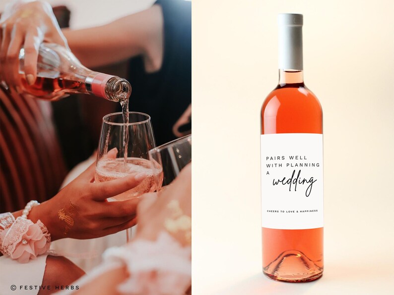 Pairs Well With Wedding Planning Wine Label Custom Etsy