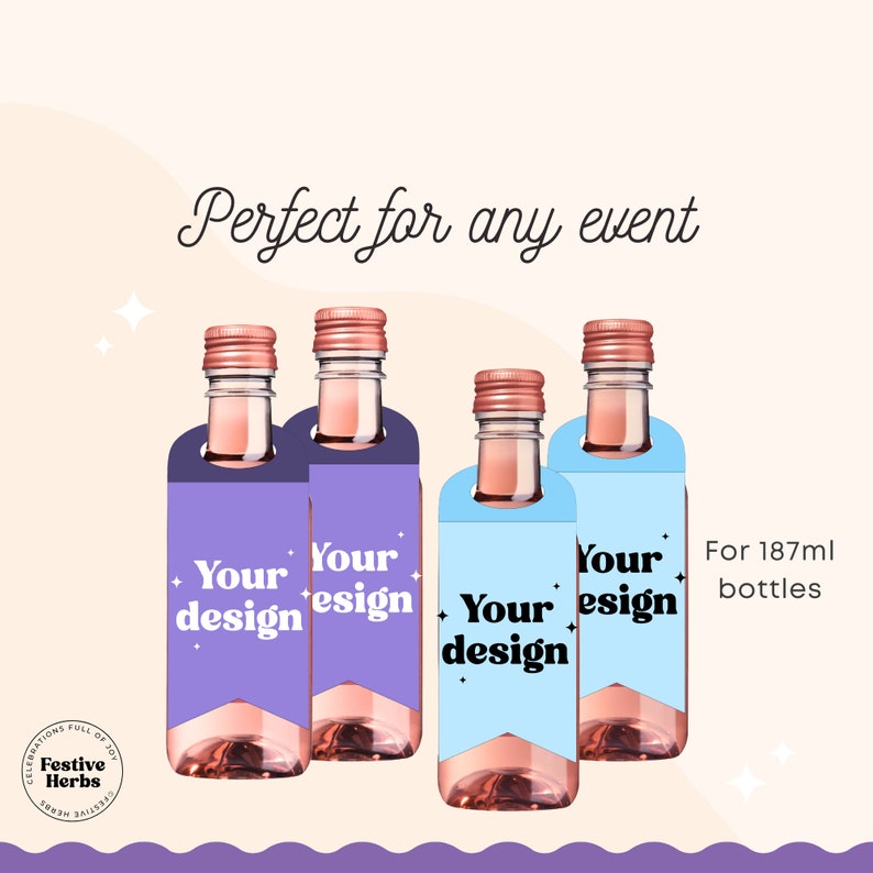 187ml Wine Tag Template, Mini wine bottle tag template, Wine gift tag template SVG Canva, Wine label template for wedding baby shower