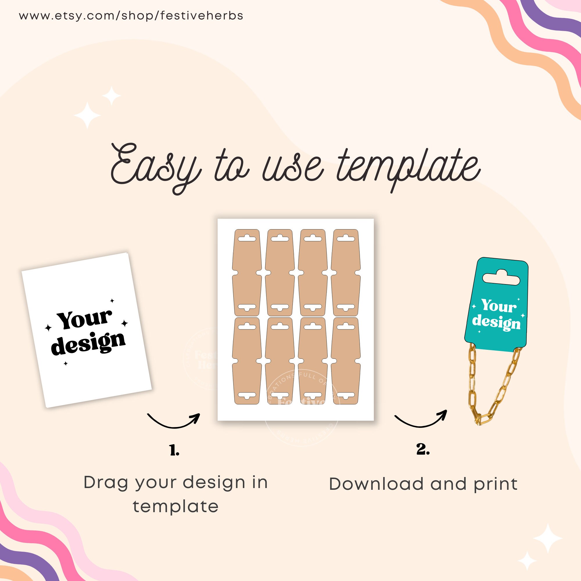 Bracelet Card Display Template Canva, Bracelet Card Template SVG, Fold ...