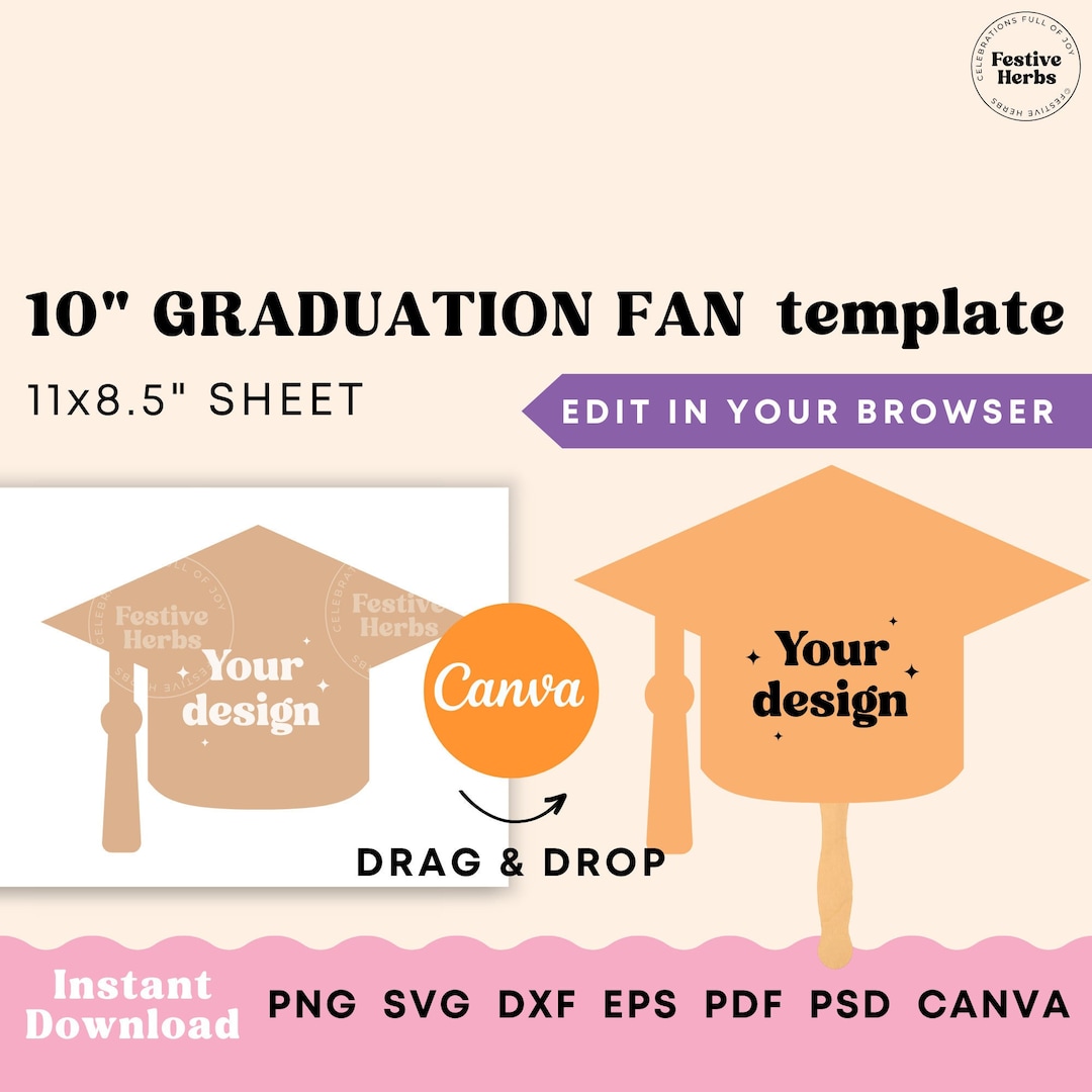 Graduation Paddle Fan, Graduation Fan Template, Graduation Fan SVG ...