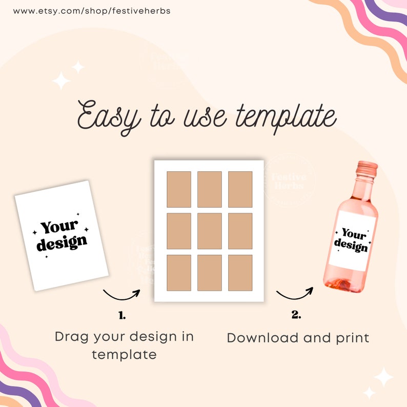 Mini wine bottle label template, Mini wine bottle labels svg, Mini Wine Blank Label Template, Wine sticker personalizer, Instant download