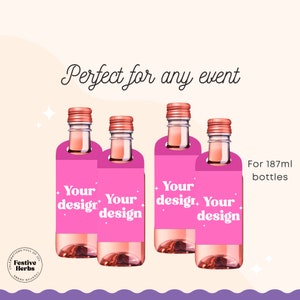 187ml Wine Tag Template, Mini wine bottle tag template, Wine gift tag template, Bottle tags SVG Canva template for wedding baby shower, Wine label template