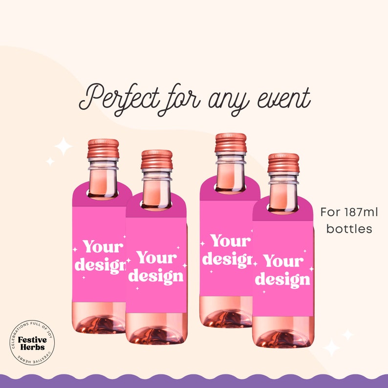 187ml Wine Tag Template, Mini wine bottle tag template, Wine gift tag template, Bottle tags SVG Canva template for wedding baby shower, Wine label template