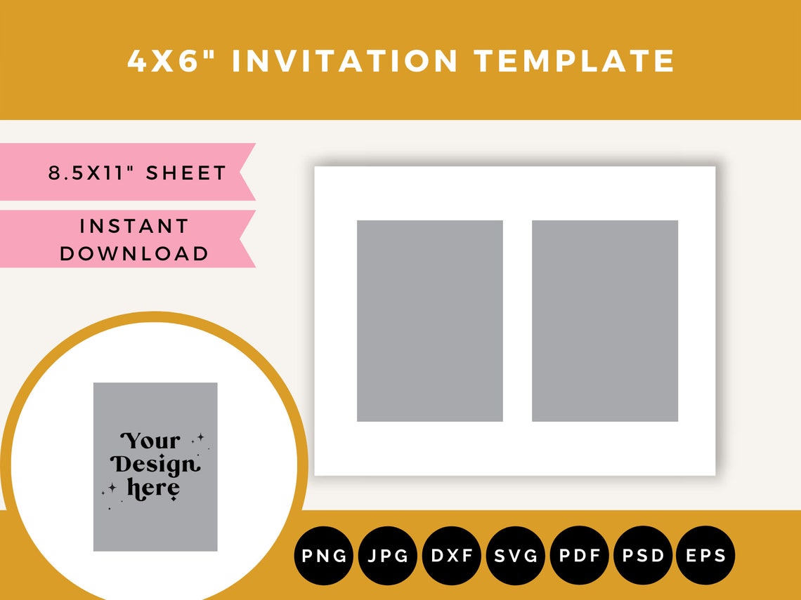 4x6in Invitation Card Template Invitation Template 4x6in - Etsy
