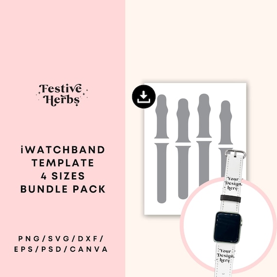 iWatch Band Svg, iWatch band template, 4 Sizes Bundle, Template for sublimation, SVG, PNG, Instant download