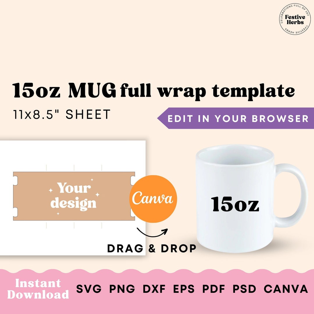 15oz Mug Template, 15oz Mug Sublimation Template, Mug Template ...