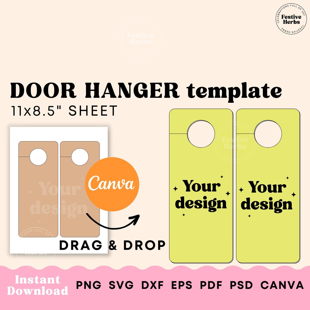 Door Hanger Template Door Hanger SVG PNG Canva Cricut Door Etsy