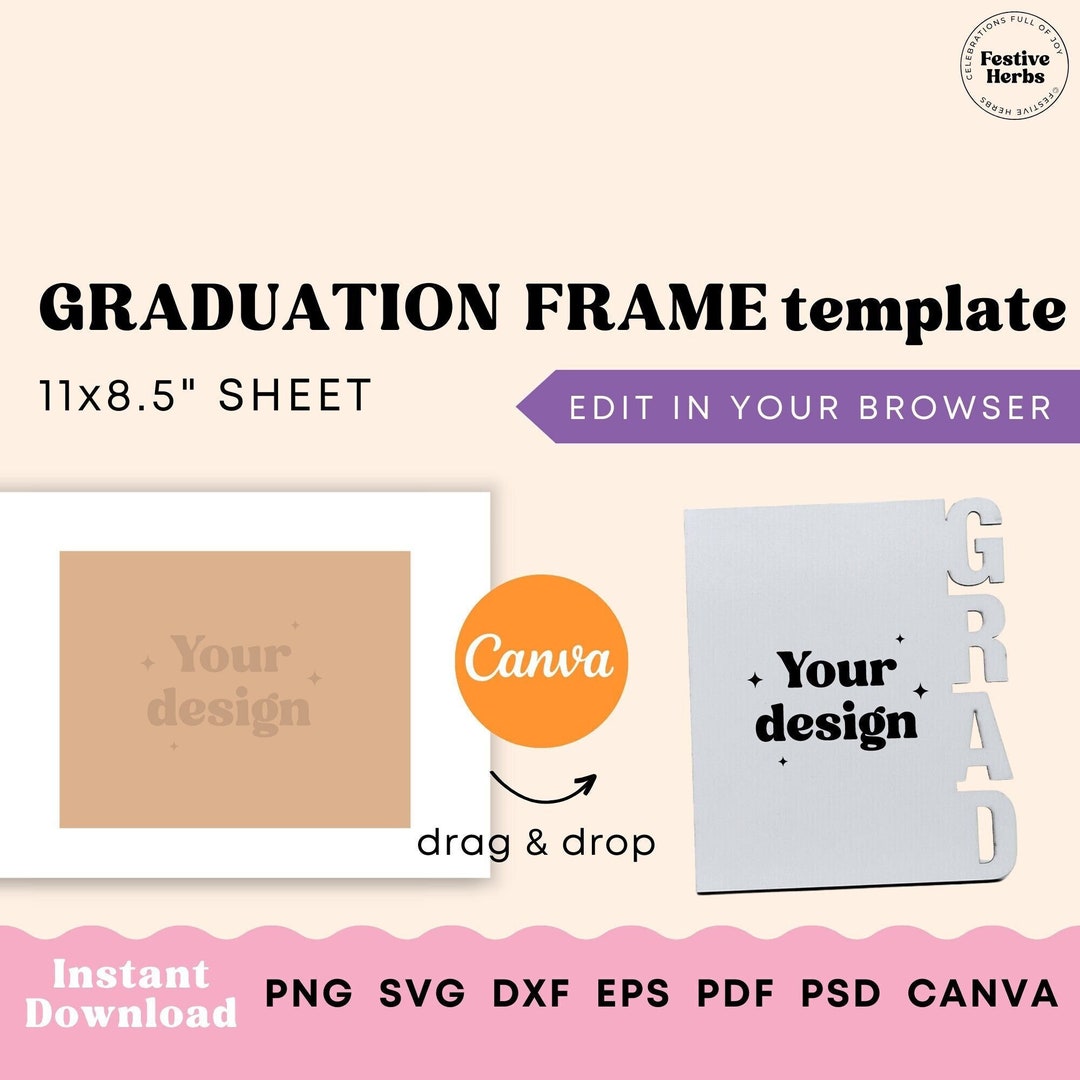 GRAD Photo Frame Template, Grad Picture Frame Sublimation Template ...